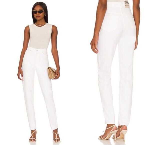 Mother Snacks High Waisted Twizzy Skimp Jeans in Sticky Rice $198 - Picture 1 of 7